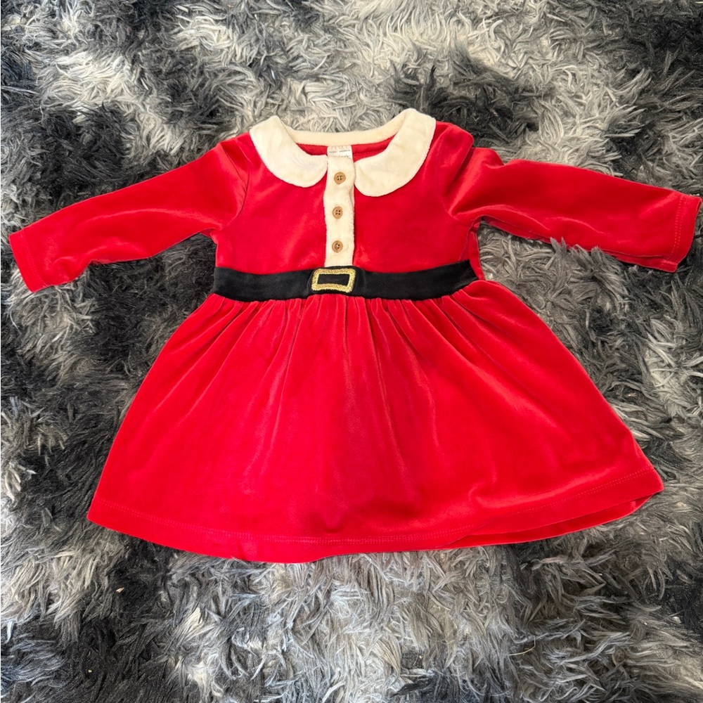 Carter's Red Santa Dress with White Collar and Black Belt